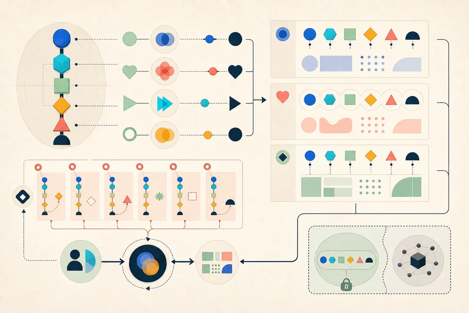Six invariant email facts passing through tone controls into three distinct compositions while rejected mutations return to review and confidential content remains isolated