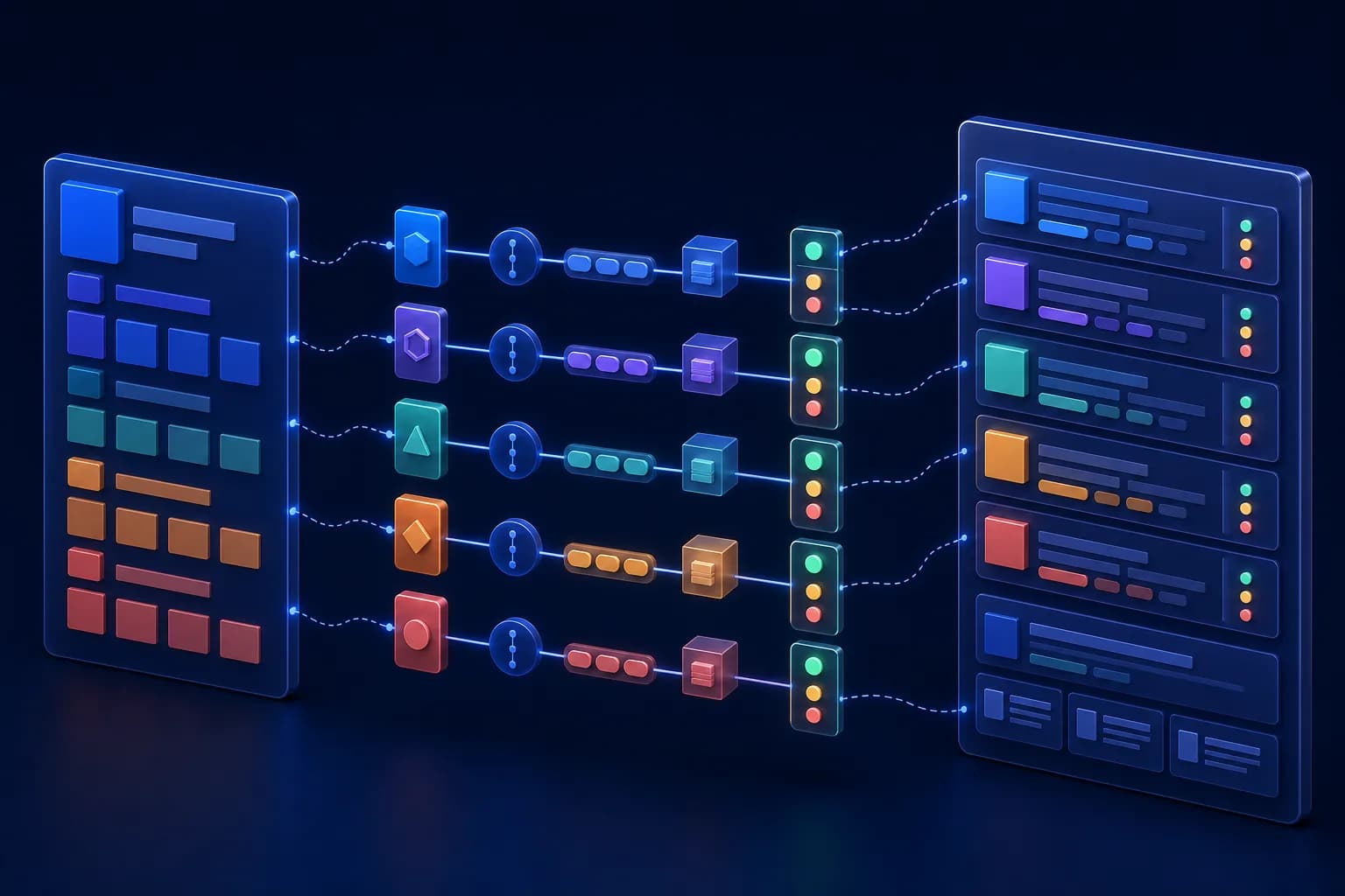 A specification sheet connected through endpoint facts and response states to a structured API documentation page